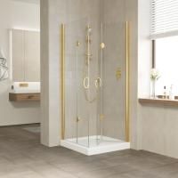 Душевой уголок Vegas Glass 2GPS LUX 90*80 09 01 R профиль золото глянцевое, стекло прозрачное