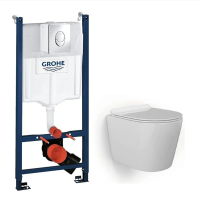 Инсталляция Grohe Rapid SL 38721001 с кнопкой + унитаз подвесной BeWash Aldo BKWHR001480