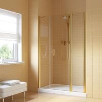 Душевая дверь в нишу Vegas Glass EP-2F LUX 135 09 01 R профиль золото глянцевое, стекло прозрачное