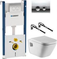 Инсталляция Geberit Duofix Delta 458.124.21.1 3 в 1 с кнопкой смыва + унитаз подвесной Roca Gap 34647L000 + сиденье Roca Gap 801472004 + шумоизоляция