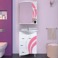 Мебель для ванной Misty Каролина 60 3 ящика R розовое стекло