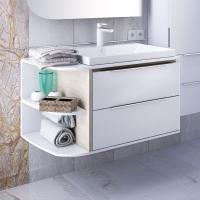 Тумба с раковиной Iddis Calipso 80 L, подвесная, белая, дерево