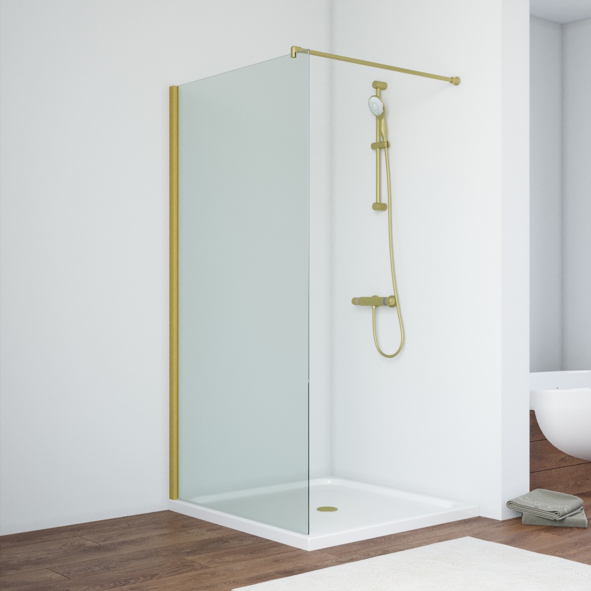 Душевая перегородка Vegas Glass EAF NOVO h2000 116 03 crystalvision, профиль золото матовое, стекло crystalvision