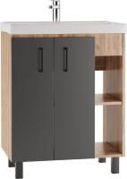 Тумба с раковиной Домино Craft 70 дуб вотан, графит