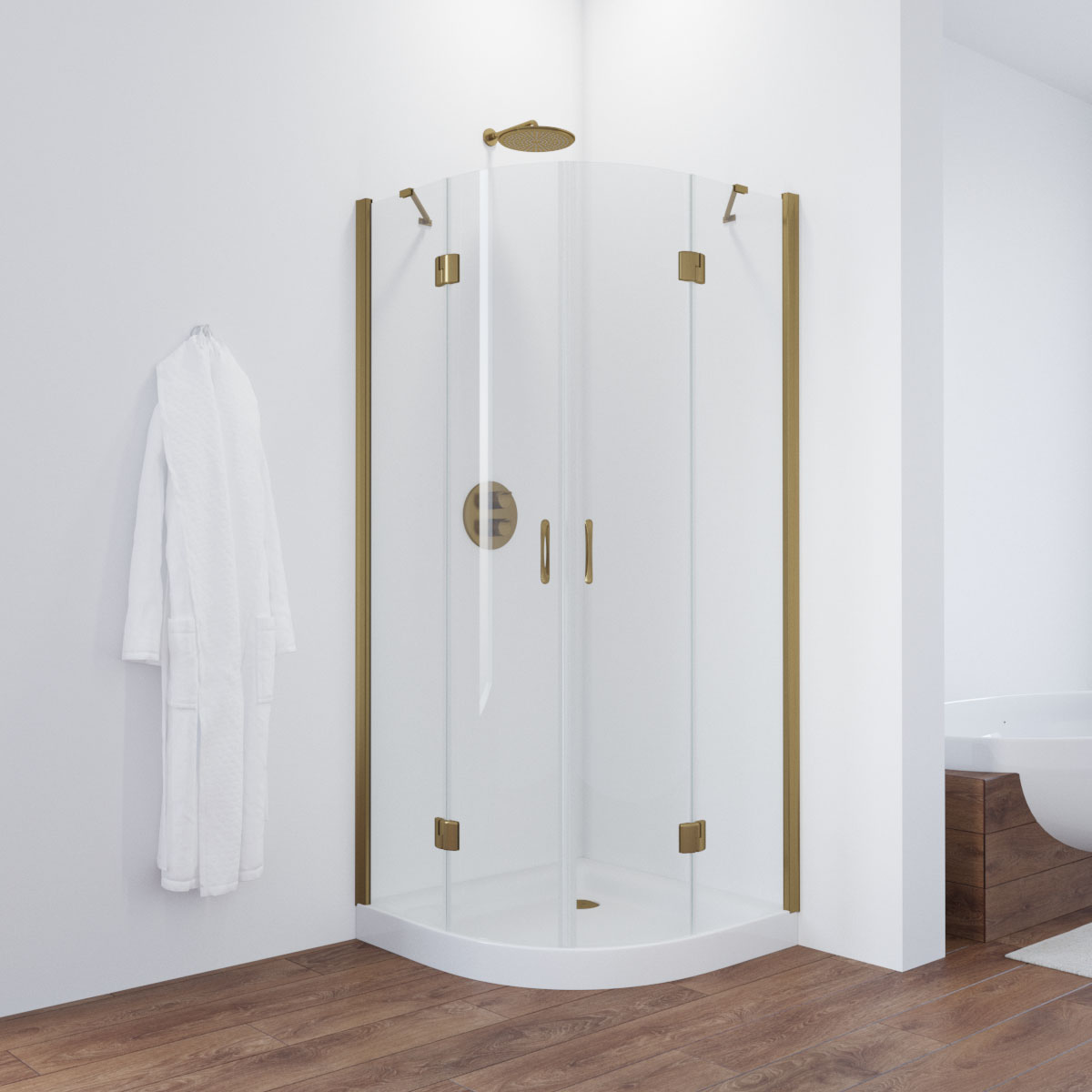 Душевой уголок Vegas Glass AFS TUR NOVO h1890 80 05 crystalvision R, профиль бронза, стекло crystalvision