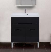 Тумба с раковиной Aquanet Верона 75 черная, 1 ящик, 2 двери