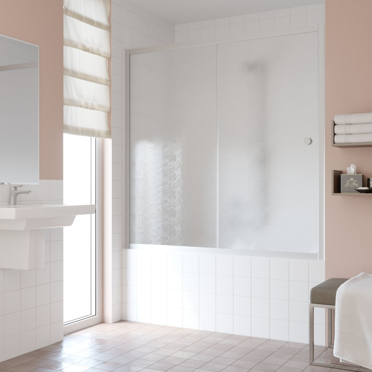 Шторка на ванну Vegas Glass  ZV NOVO 190 07 02, профиль матовый хром, стекло шиншилла