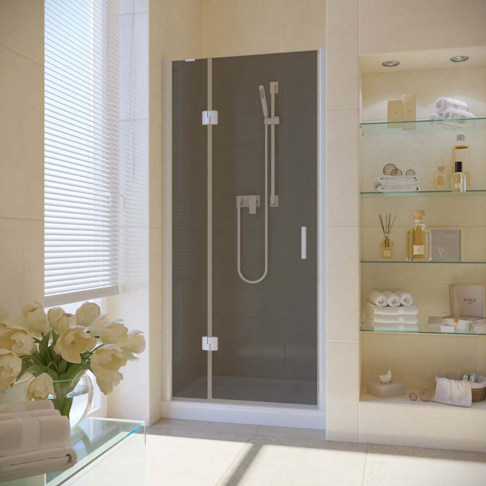 Душевая дверь в нишу Vegas Glass AFP LUX 100 01 07 L, профиль белый, стекло графит