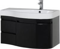 Тумба с раковиной Aquanet Сопрано 1-95 черная с ящиком R