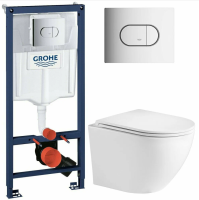 Инсталляция Grohe Rapid SL 38981000 с кнопкой смыва + унитаз подвесной WeltWasser Merzbach 004 GL-WT