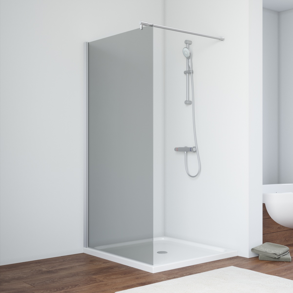 Душевая перегородка Vegas Glass EAF NOVO h2000 116 07 07, профиль матовый хром, стекло графит