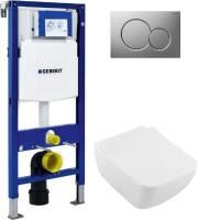 Инсталляция Geberit Duofix UP320 111.300.00.5 с кнопкой Sigma 01 115.770.46.5 + унитаз подвесной Villeroy & Boch Venticello 4611RS01 безободковый + крепления