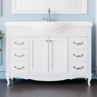 Тумба с раковиной ValenHouse Эллина 120 белая, фурнитура хром