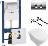 Инсталляция Geberit Duofix Delta 458.124.21.1 3 в 1 с кнопкой + унитаз подвесной Villeroy & Boch O'Novo 5660 H101 alpin + шумоизоляция
