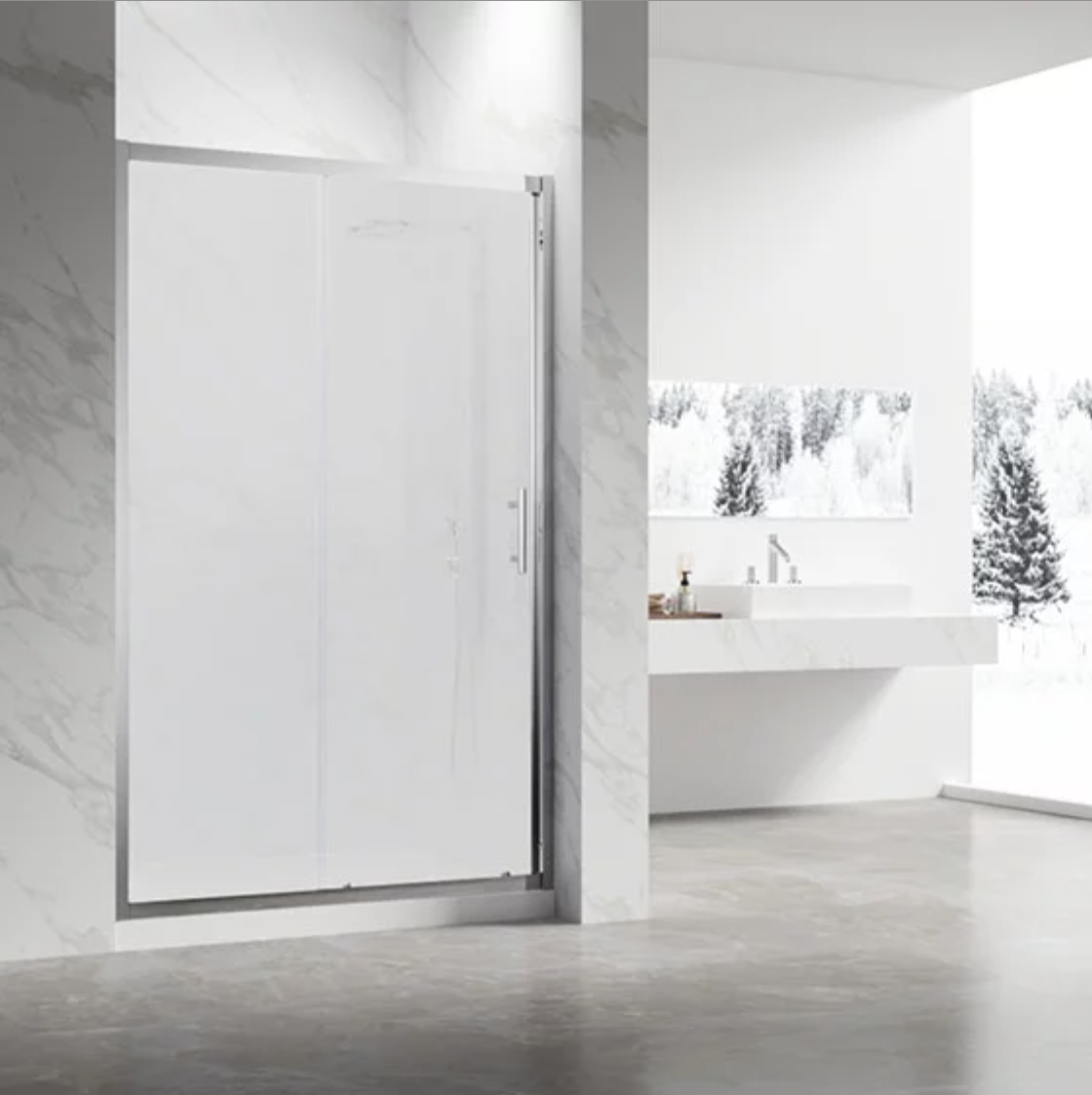 Душевая дверь в нишу Veconi Vianno VN-55M 140 см, профиль матовый хром, стекло матовое