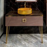 Тумба с раковиной Armadi Art Lucido 100 лиловая, раковина 817-G, ножки золото