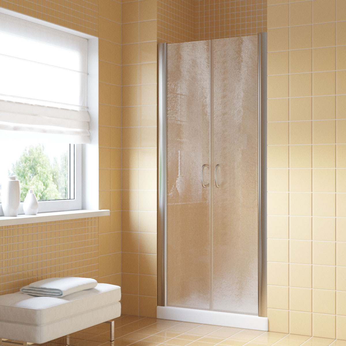 Душевая дверь в нишу Vegas Glass  E2P LUX 110 08 02, профиль глянцевый хром, стекло шиншилла