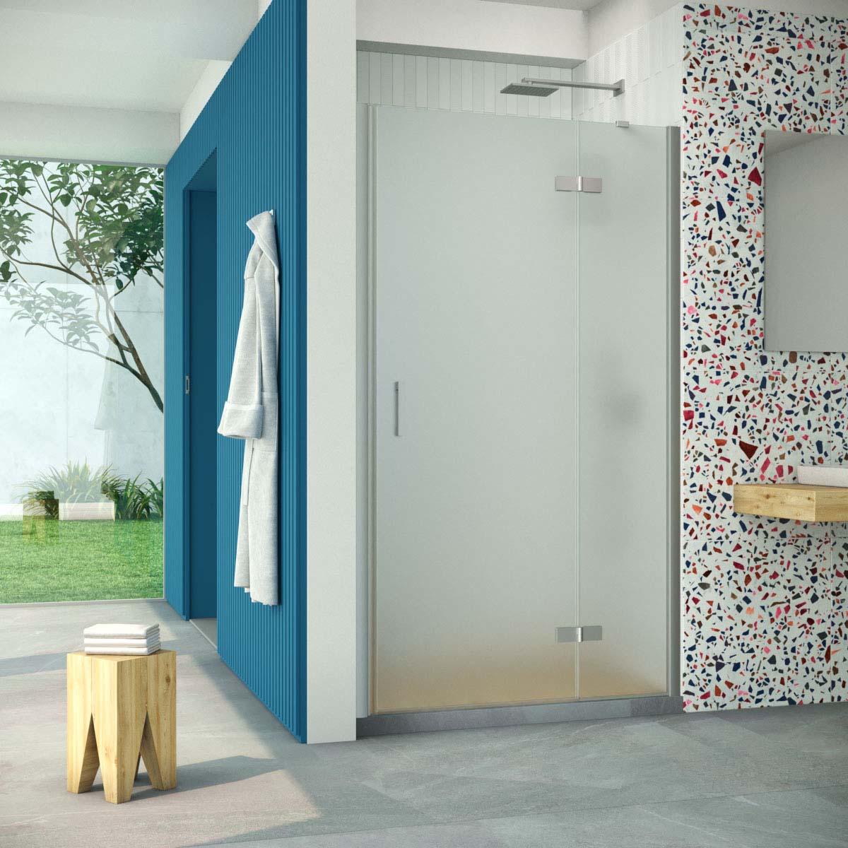 Душевая дверь в нишу Vegas Glass AFP Retta 120 07 10 R, профиль матовый хром, стекло сатин