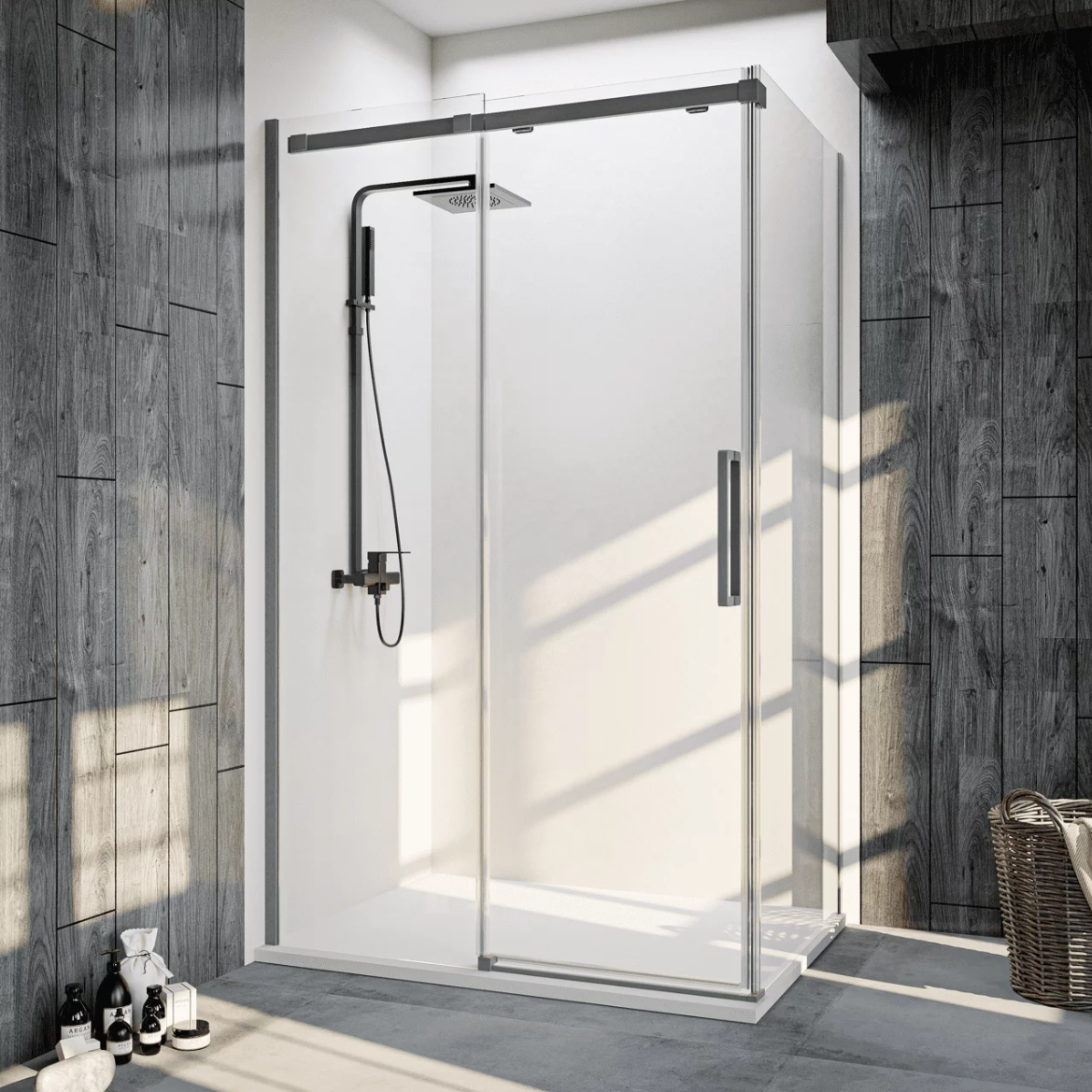 Душевой уголок Veconi Rovigo RV-070GR 120x90 цвет профиля графит