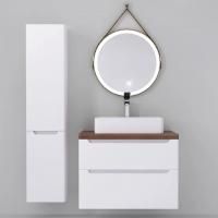 Мебель для ванной Jorno Wood 80, белая, темная столешница