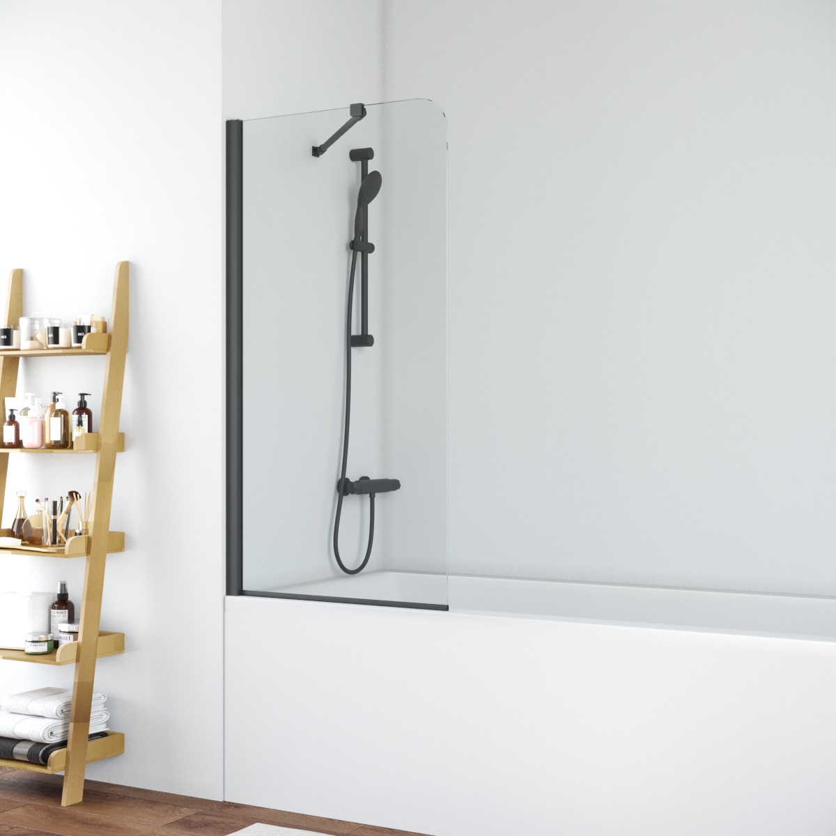 Шторка на ванну Vegas Glass EV NOVO ST 76 02М crystalvision, профиль черный матовый, стекло crystalvision