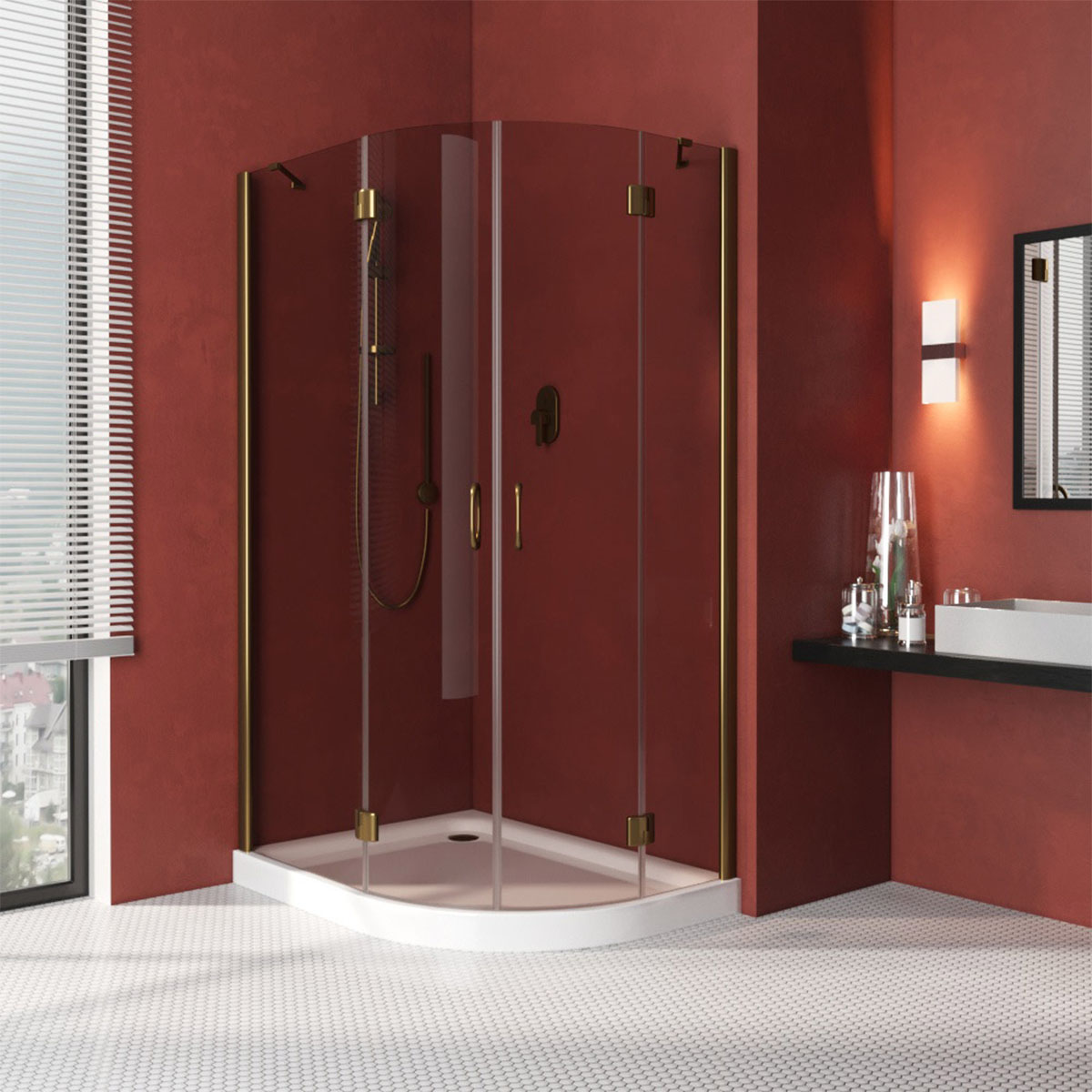 Душевой уголок Vegas Glass AFS-F LUX 120*100 05 05 L, профиль бронза, стекло бронза