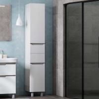 Пенал Aquaton Дакота белый/выбеленное дерево с бельевой корзиной