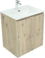 Тумба с раковиной Aquanet Алвита new 60 подвесная, дуб веллингтон белый, с дверками