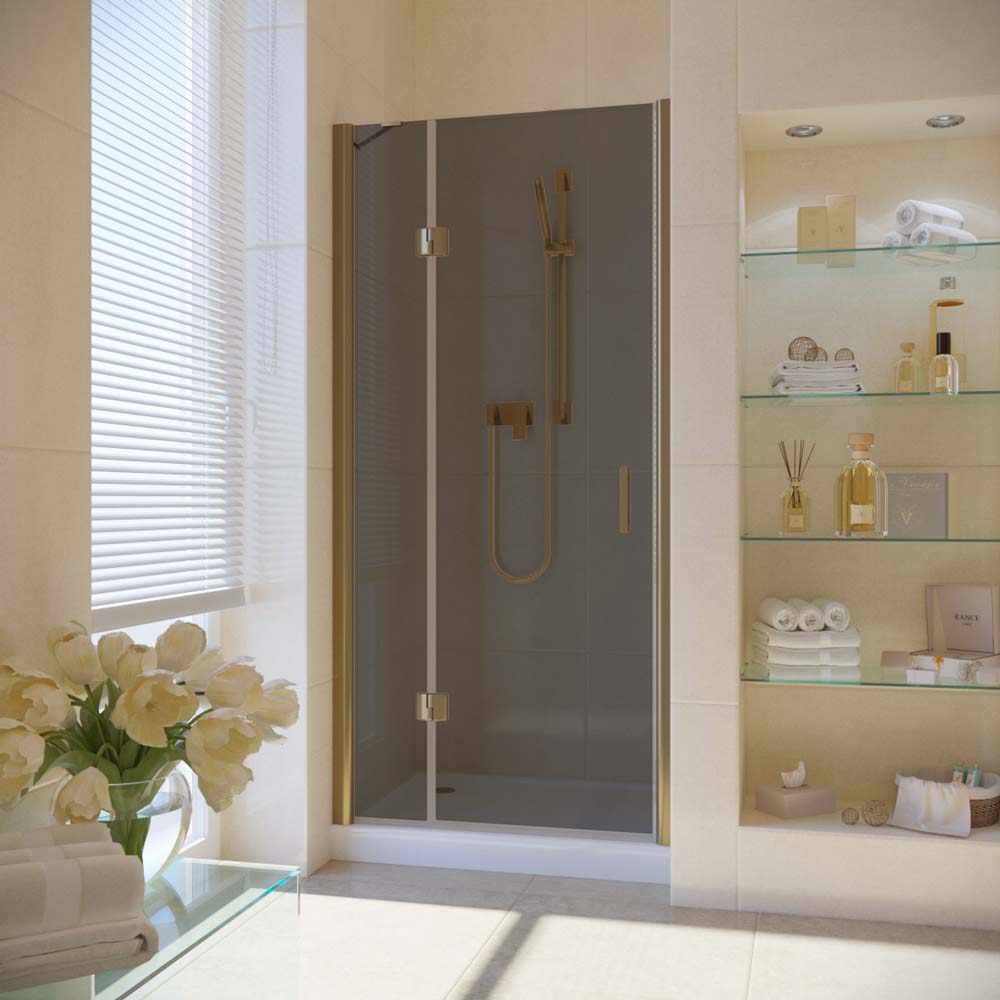 Душевая дверь в нишу Vegas Glass AFP LUX 120 05 07 L, профиль бронза, стекло графит