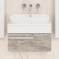 Тумба с раковиной Runo Вудлайн 65, скандинавский дуб, раковина Caspia 60 Square