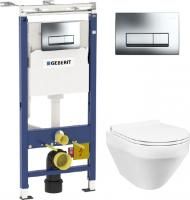 Инсталляция Geberit Duofix Платтенбау 458.125.21.1 4 в 1 с кнопкой + унитаз подвесной Am.Pm Spirit FlashClean + сиденье Am.Pm Spirit V2.0 C707857WH с