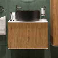 Тумба с раковиной Stworki Ноттвиль 60 дуб верона, с отверстием под смеситель, Rotenburg 40 черная