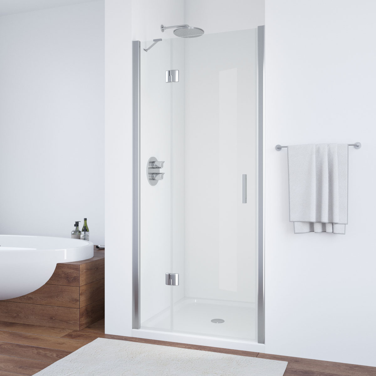 Душевая дверь в нишу Vegas Glass  AFP TUR NOVO h1890 90 08 01 L, профиль глянцевый хром, стекло прозрачное