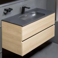 Тумба с раковиной Armadi Art Vallessi 100 дуб светлый, с черной раковиной