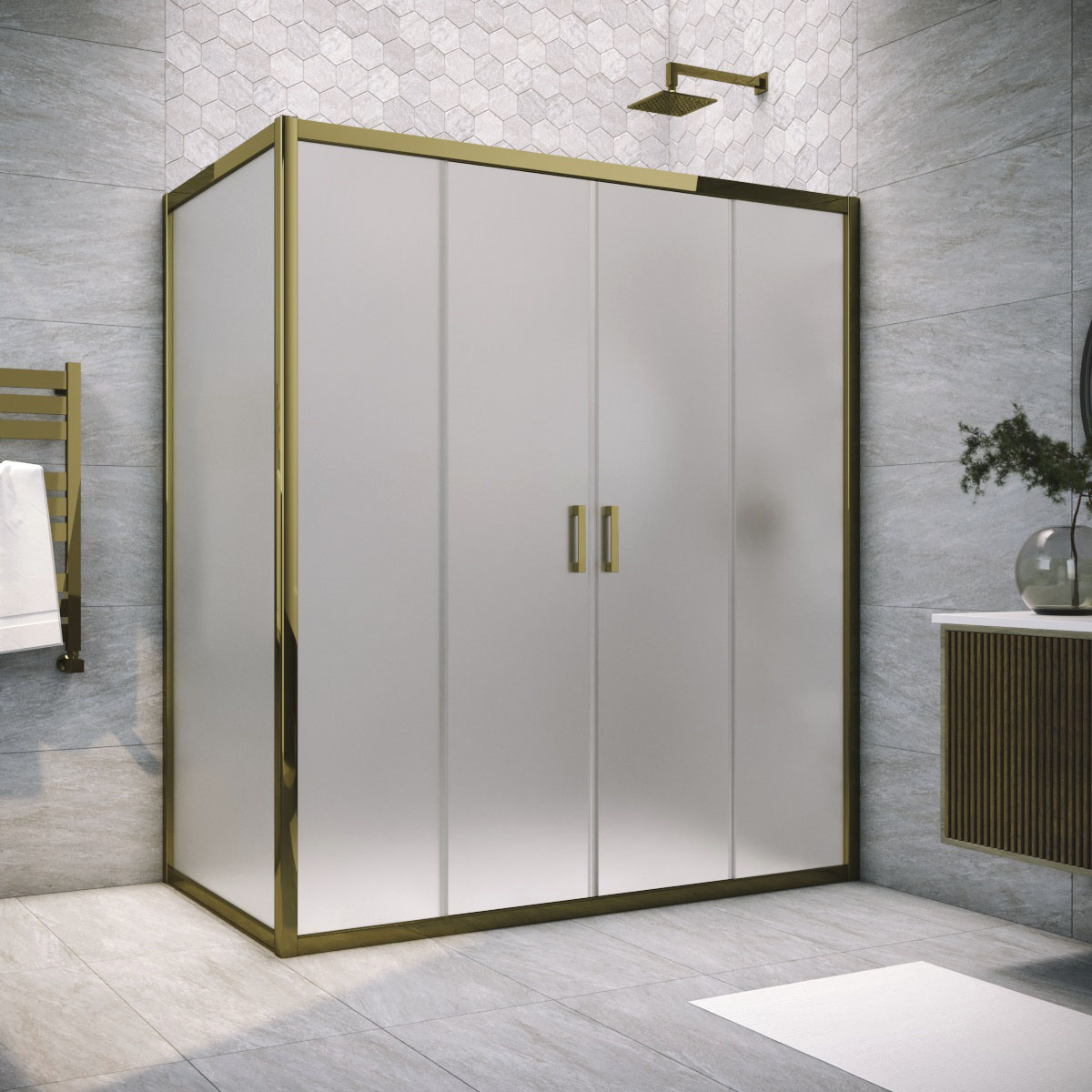 Душевой уголок Vegas Glass Z2P+ZPV TUR NOVO 155*75 05 10, профиль бронза, стекло сатин