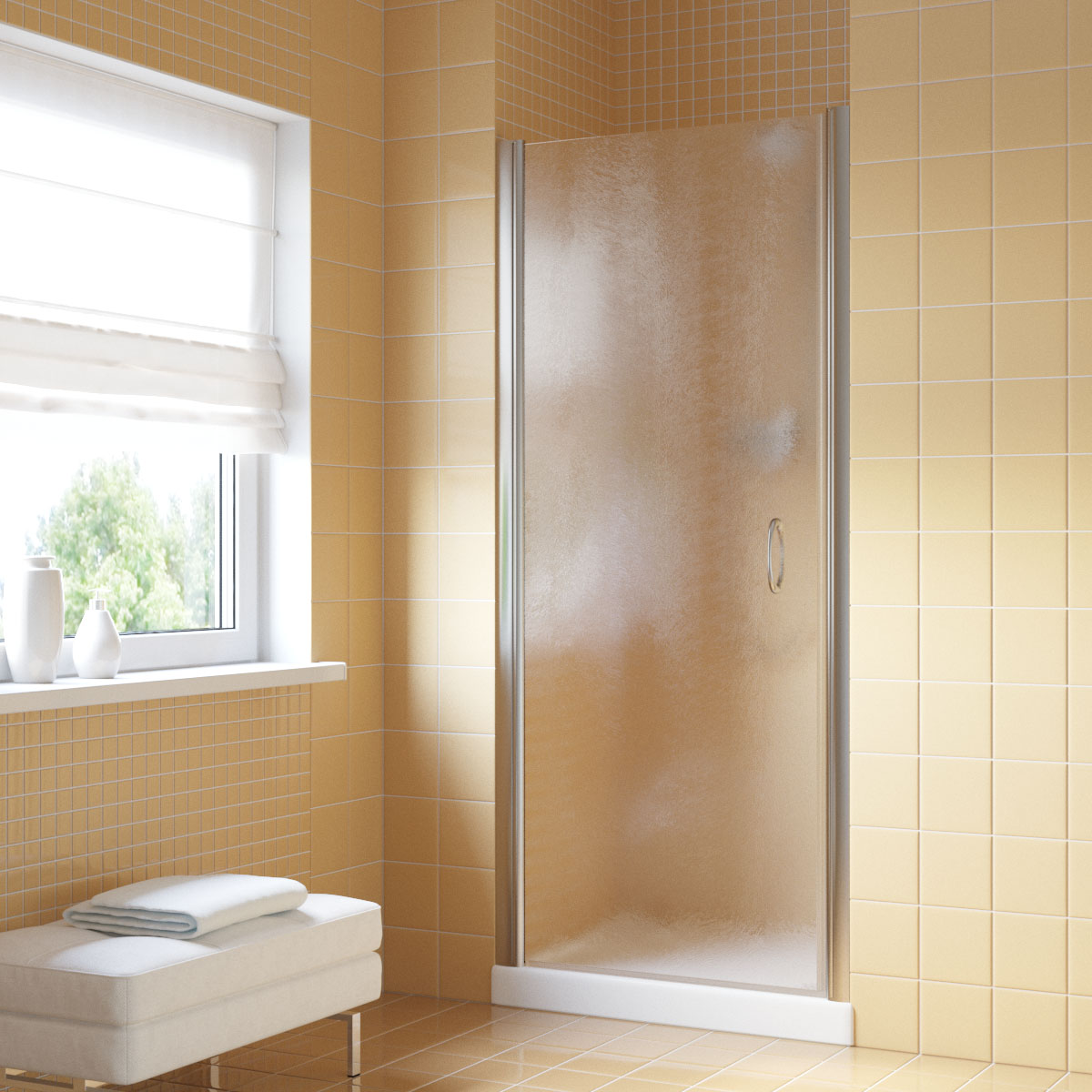 Душевая дверь в нишу Vegas Glass  EP LUX 90 08 02 L, профиль глянцевый хром, стекло шиншилла