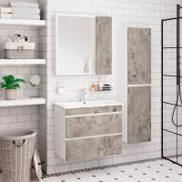 Мебель для ванной Runo Манхэттен 75, подвесная, серый бетон