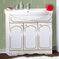 Тумба с раковиной Бриклаер Лючия 90 белый глянец, золото, напольная