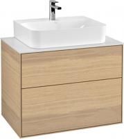 Тумба с раковиной Villeroy & Boch Finion 80 oak veneer, glass white matt, с настенным освещением