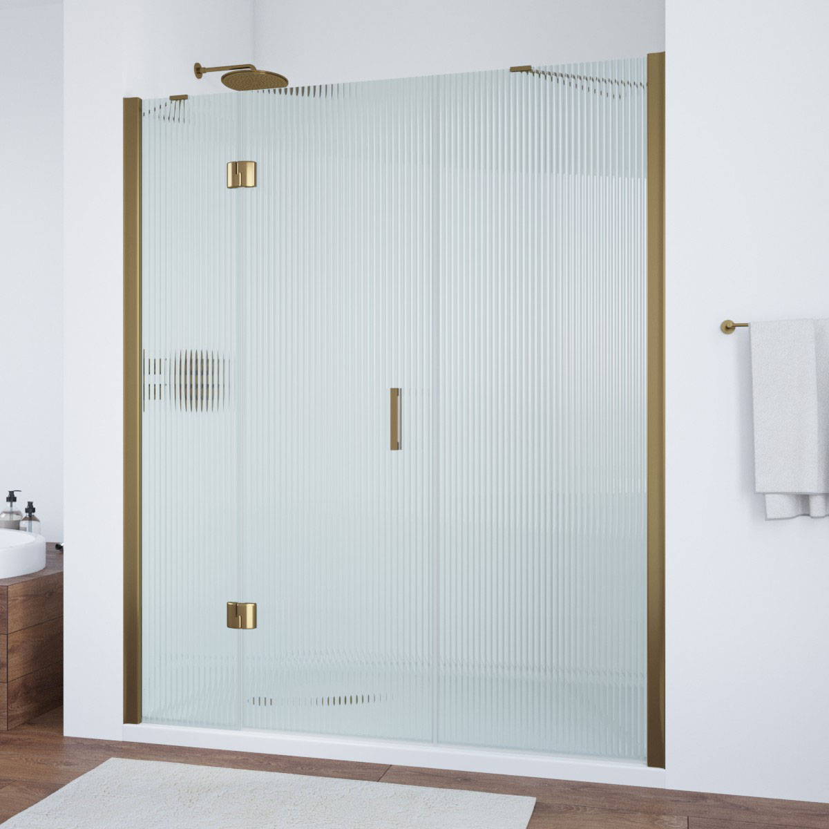 Душевая дверь в нишу Vegas Glass  AFP-F TUR NOVO h1890 160 05 Moru L, профиль бронза, стекло Moru