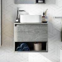 Тумба с раковиной Stworki Карлстад 60 дуб рошелье, монте тиберио, с отверстием под смеситель в столешнице