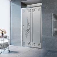 Душевая дверь в нишу Vegas Glass ZP TUR NOVO h1900120 08 VENZEL 1 профиль глянцевый хром, стекло матовое рисунок прозрачный