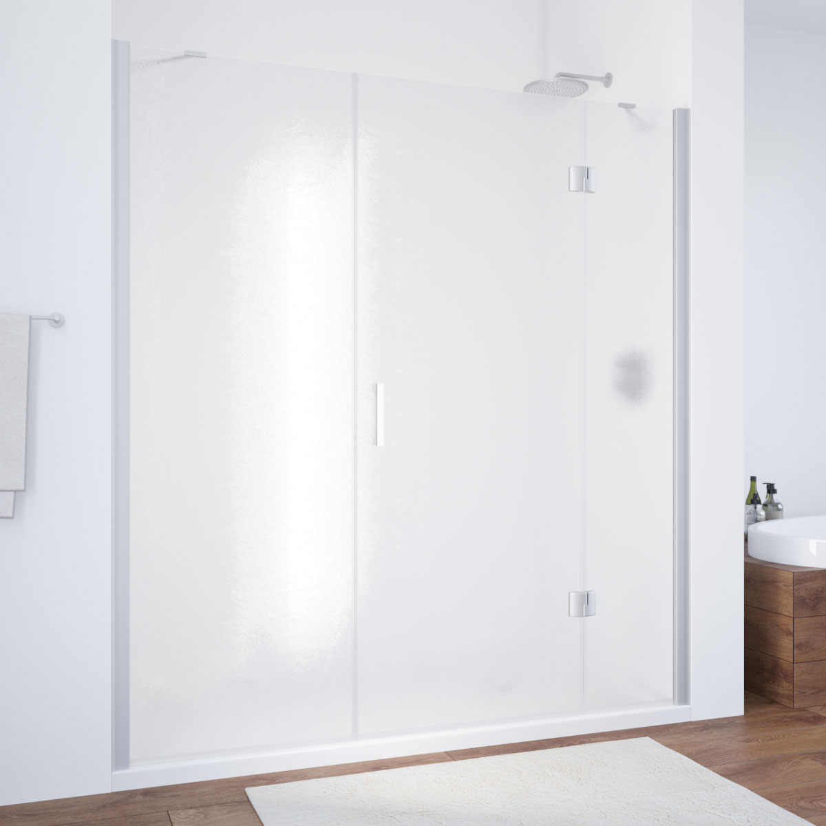 Душевая дверь в нишу Vegas Glass  AFP-F NOVO 190 07 02 R, профиль матовый хром, стекло шиншилла