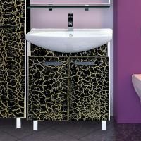 Тумба под раковину Misty Джулия 85 прямая, черная краколет, с сифоном