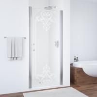 Душевая дверь в нишу Vegas Glass ЕР 85 08 ARTDECO D2 профиль глянцевый хром, стекло прозрачное рисунок матовый