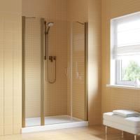 Душевая дверь в нишу Vegas Glass EP-2F LUX 130 05 crystalvision L профиль бронза, стекло crystalvision