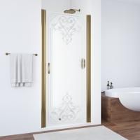 Душевая дверь в нишу Vegas Glass ЕР 95 05 ARTDECO D1 профиль бронза, стекло матовое рисунок прозрачный