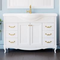 Тумба с раковиной ValenHouse Эллина 120 белая, фурнитура золото