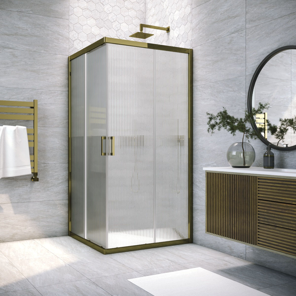 Душевой уголок Vegas Glass ZA TUR NOVO 100 05 Moru, профиль бронза, стекло Moru