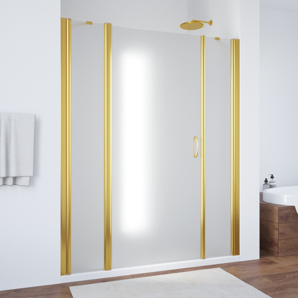 Душевая дверь в нишу Vegas Glass EP-2F 130 09 10 L, профиль золото глянцевое, стекло сатин